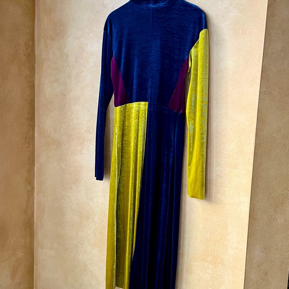 Zara Velvet Color Block Dress size Large - Picture 8 of 11
